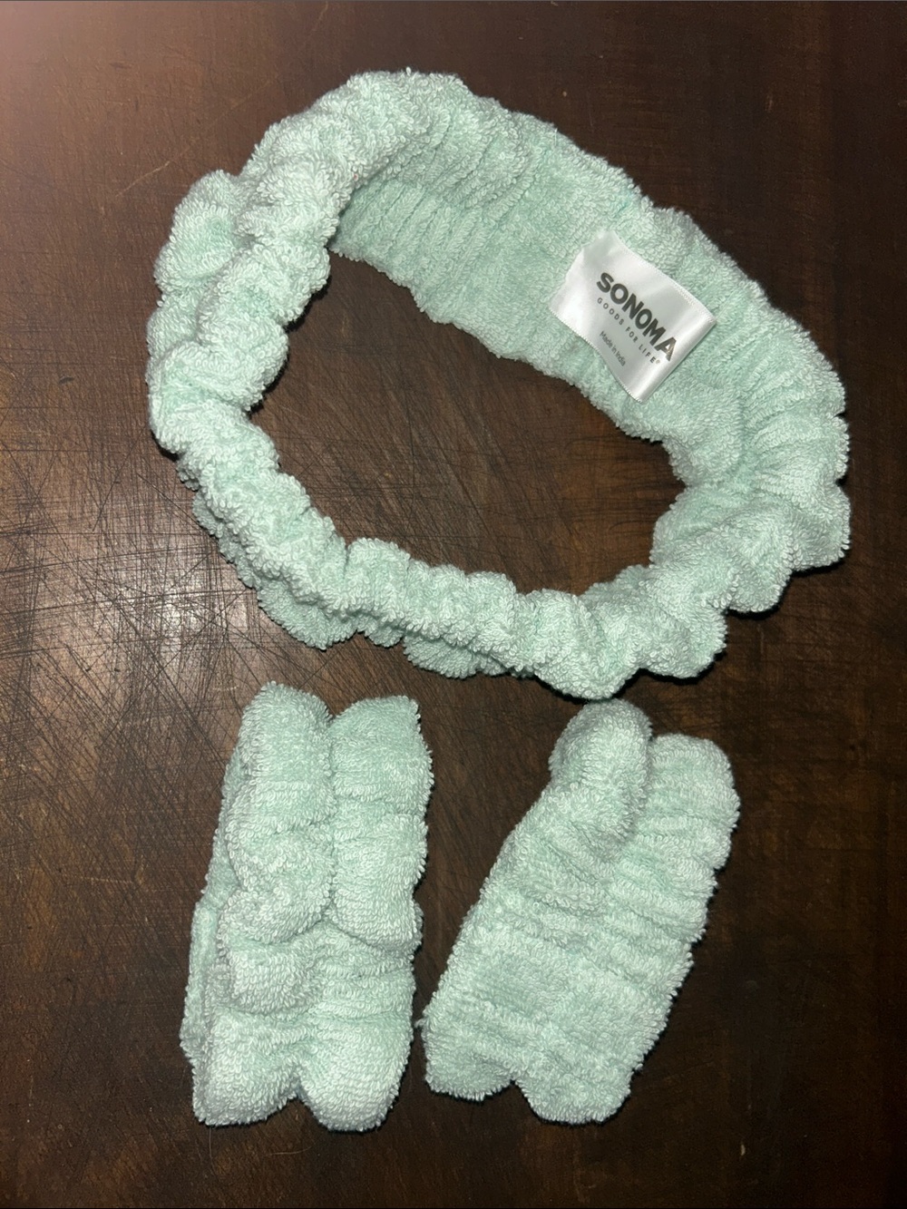Sonoma Mint Terry Spa Headband with Matching Wrist Wraps